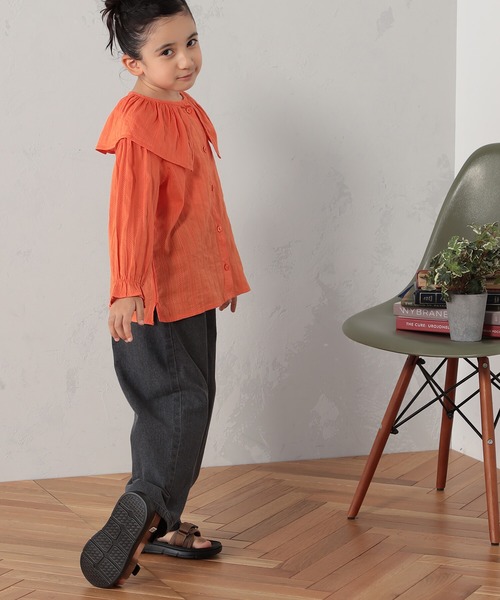 FOUND GOOD(ファウンドグッド)の「G/シシュウフリルブラウス(シャツ/ブラウス・キッズ・アイボリー/ブラック/オレンジ系5・150cm/140cm/130cm/120cm/110cm)」の5枚目の写真