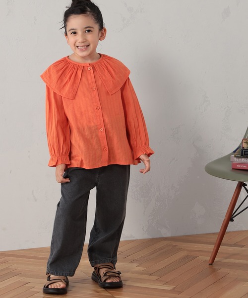 FOUND GOOD(ファウンドグッド)の「G/シシュウフリルブラウス(シャツ/ブラウス・キッズ・アイボリー/ブラック/オレンジ系5・150cm/140cm/130cm/120cm/110cm)」の4枚目の写真