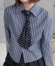 clear | ストライプ柄ネクタイ長袖シャツ [トレンド感]≪2024AW新作≫(シャツ/ブラウス)