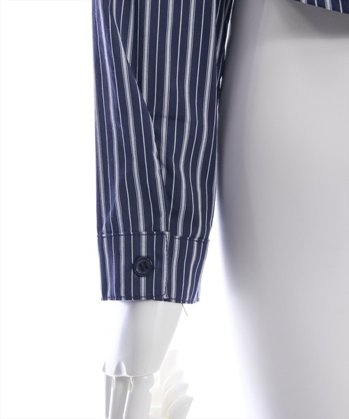 clear（クリア）の「ストライプ柄ネクタイ長袖シャツ［大人 カジュアル 着回し力抜群］≪再入荷≫（シャツ/ブラウス・レディース・ネイビー/ブルーグレー・F）」の18枚目の写真