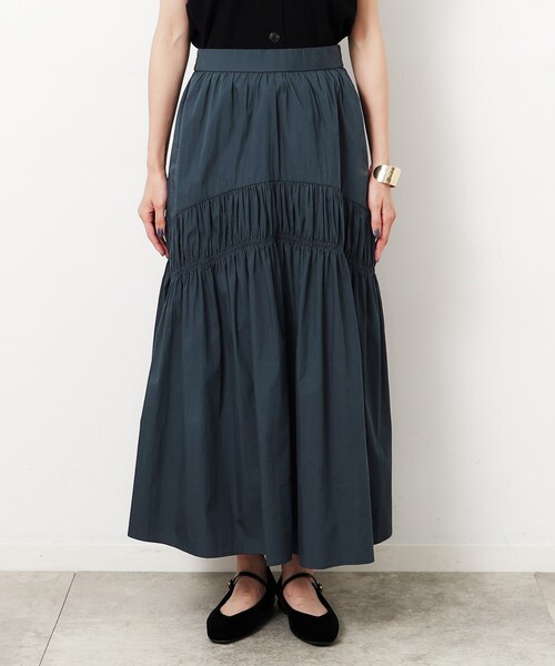 OPAQUE.CLIP（オペークドットクリップ）の「シャーリング切替ボリュームフレアスカート【洗濯機洗い可】（スカート・レディース・ブラック/ネイビー・36/38）」の11枚目の写真