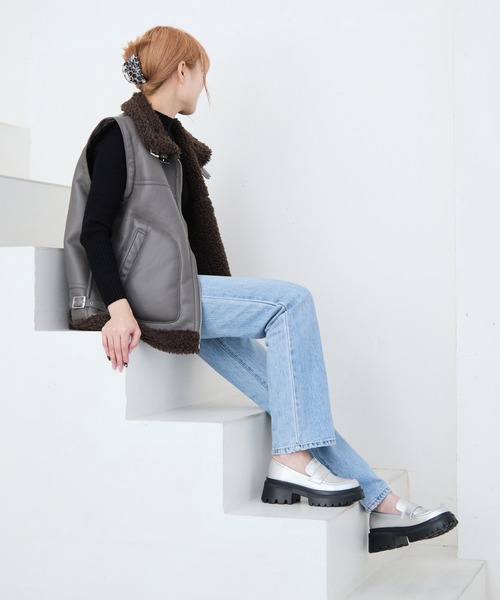 attagirl(アタガール)の「厚底コインローファー(ローファー・レディース・ブラック/アイボリー/シルバー・S/M/L/LL)」の7枚目の写真