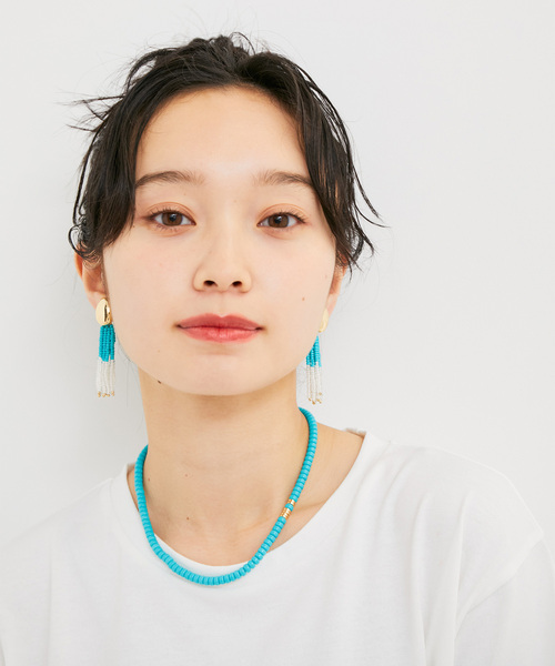 VIS（ビス）の「バイカラービーズイヤリング（イヤリング・レディース・ターコイズブルー/ピンク・FREE）」の3枚目の写真