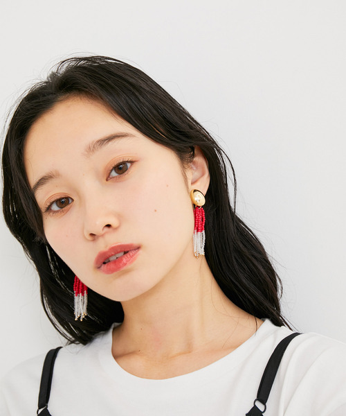 VIS（ビス）の「バイカラービーズイヤリング（イヤリング・レディース・ターコイズブルー/ピンク・FREE）」の5枚目の写真