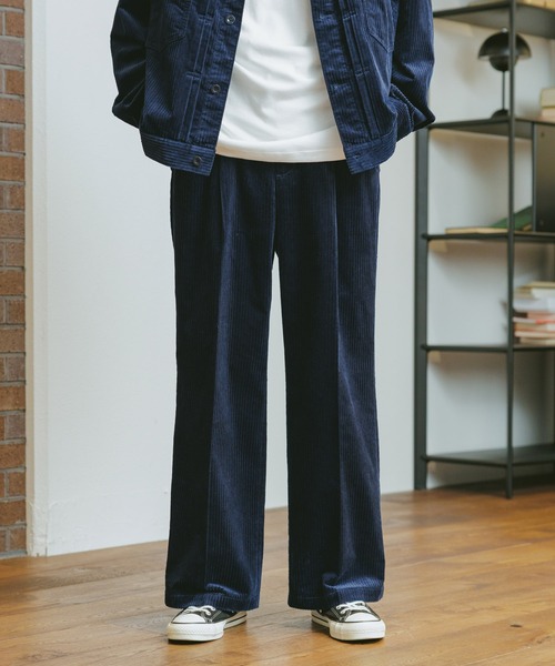 セール】Center press corduroy semi-wide slacks/コーデュロイ