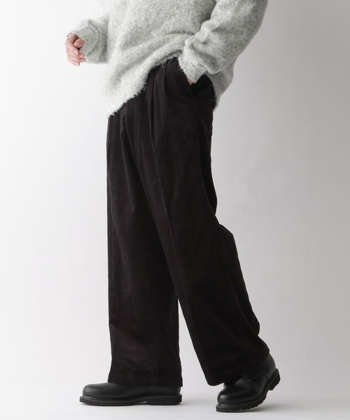 Center press corduroy semi-wide slacks/コーデュロイ/センター