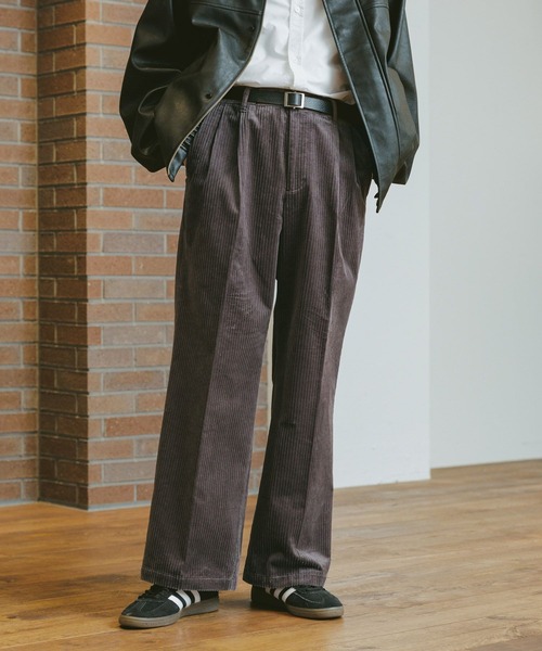 セール】Center press corduroy semi-wide slacks/コーデュロイ