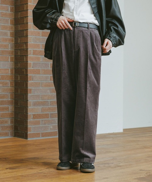 セール】Center press corduroy semi-wide slacks/コーデュロイ
