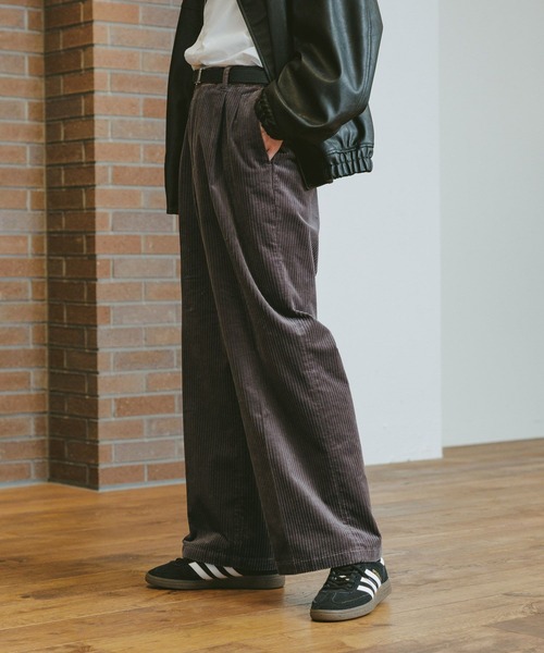 セール】Center press corduroy semi-wide slacks/コーデュロイ
