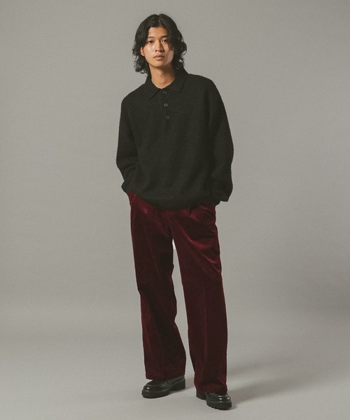Center press corduroy semi-wide slacks/コーデュロイ/センタープレス