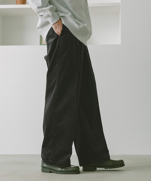 セール】Center press corduroy semi-wide slacks/コーデュロイ