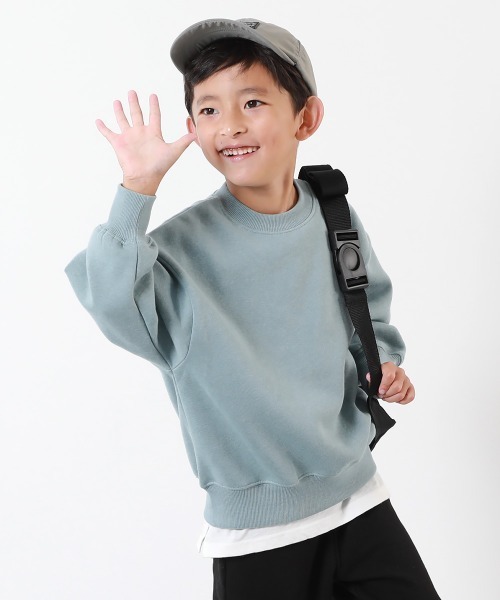 devirock（デビロック）の「カラフルスウェット ふっくら裏起毛 無地トレーナー（スウェット・キッズ・グレー系/ブラック系2/パープル系7/ブルー系6/グレー系2/スミクロ/オートミール/オレンジ系5/グリーン系/レッド系/グリーン系2/ピンク系/ベージュ系その他/ベージュ系その他2/ブルー系1/ヘザーチャコール/ブルー系2/ダークグリーン・100cm/110cm/120cm/130cm/140cm/150cm/160cm）」の14枚目の写真