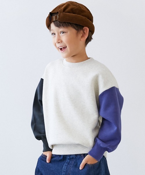 devirock（デビロック）の「カラフルスウェット ふっくら裏起毛 無地トレーナー（スウェット・キッズ・グレー系/ブラック系2/パープル系7/ブルー系6/グレー系2/スミクロ/オートミール/オレンジ系5/グリーン系/レッド系/グリーン系2/ピンク系/ベージュ系その他/ベージュ系その他2/ブルー系1/ヘザーチャコール/ブルー系2/ダークグリーン・100cm/110cm/120cm/130cm/140cm/150cm/160cm）」の7枚目の写真