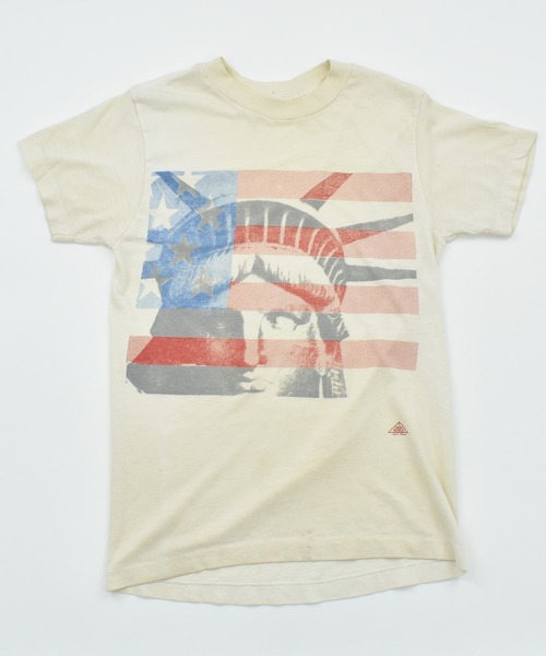 VINTAGE（ヴィンテージ）の「【ヴィンテージ古着】80’s アメリカ国旗 自由の女神 プリントTシャツ（Tシャツ/カットソー・メンズ・ベージュ・SMALL）」の2枚目の写真