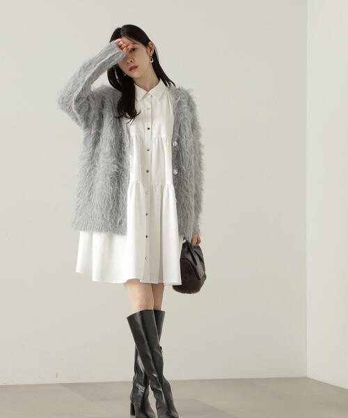 PROPORTION BODY DRESSING（プロポーションボディドレッシング）の「シャギーカーディガン / 1214274901（カーディガン/ボレロ・レディース・オフホワイト/ピンク/ダークグレー/グレー系その他・SMALL/MEDIUM）」の9枚目の写真