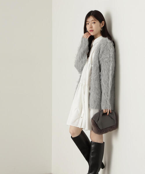 PROPORTION BODY DRESSING（プロポーションボディドレッシング）の「シャギーカーディガン / 1214274901（カーディガン/ボレロ・レディース・オフホワイト/ピンク/ダークグレー/グレー系その他・SMALL/MEDIUM）」の10枚目の写真