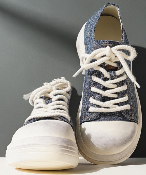 GLARE（グレア）の「【GLARE】厚底 ローカットスニーカー / Thick-soled, low-cut sneakers（スニーカー・メンズ・ブラウン/ブラック/ブラック×ホワイト/ホワイト/インディゴブルー・27cm/26.5cm/26cm/25.5cm）」の5枚目の写真