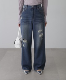 FREE'S MART | [Lサイズあり]ストレートワイドクラッシュデニム(デニムパンツ)