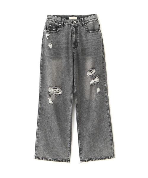 FREE'S MART（フリーズマート）の「[Lサイズあり]ストレートワイドクラッシュデニム（デニムパンツ・レディース・ブラック系その他/ブルー系その他・LARGE/MEDIUM/SMALL）」の4枚目の写真