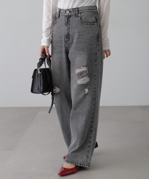 FREE'S MART（フリーズマート）の「[Lサイズあり]ストレートワイドクラッシュデニム（デニムパンツ・レディース・ブラック系その他/ブルー系その他・LARGE/MEDIUM/SMALL）」の9枚目の写真