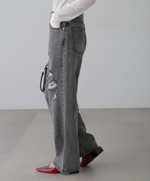 FREE'S MART（フリーズマート）の「[Lサイズあり]ストレートワイドクラッシュデニム（デニムパンツ・レディース・ブラック系その他/ブルー系その他・LARGE/MEDIUM/SMALL）」の11枚目の写真