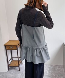 チェック柄レイヤードキャミワンピース