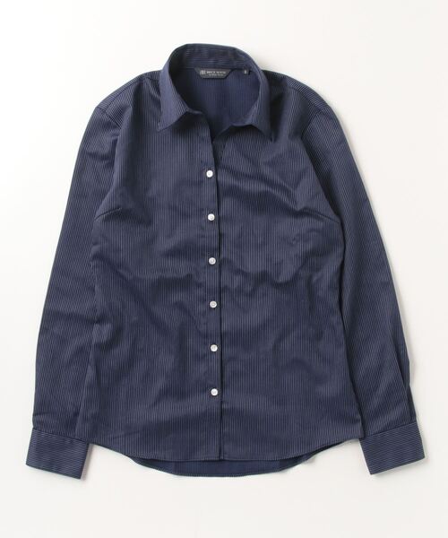 TOKYO SHIRTS（トウキョウシャツ）の「形態安定ノーアイロン スキッパー 長袖ビジネスワイシャツ（ビジネスシャツ・レディース・ネイビー・M/L/LL/XL/S）」の2枚目の写真