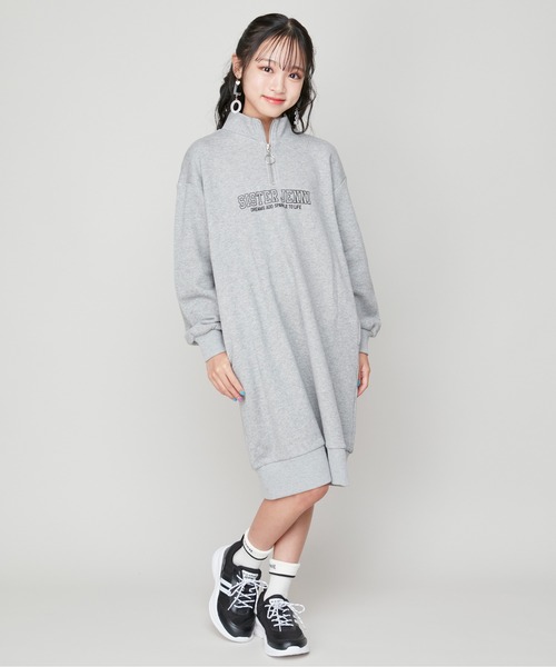 SISTER JENNI（SISTER JENNI）の「【コットン100％】ベルト付きハーフZIPワンピ（ワンピース・キッズ・グレー/ブラック・130cm/140cm/150cm/160cm）」の8枚目の写真