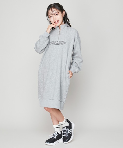 SISTER JENNI（SISTER JENNI）の「【コットン100％】ベルト付きハーフZIPワンピ（ワンピース・キッズ・グレー/ブラック・130cm/140cm/150cm/160cm）」の9枚目の写真