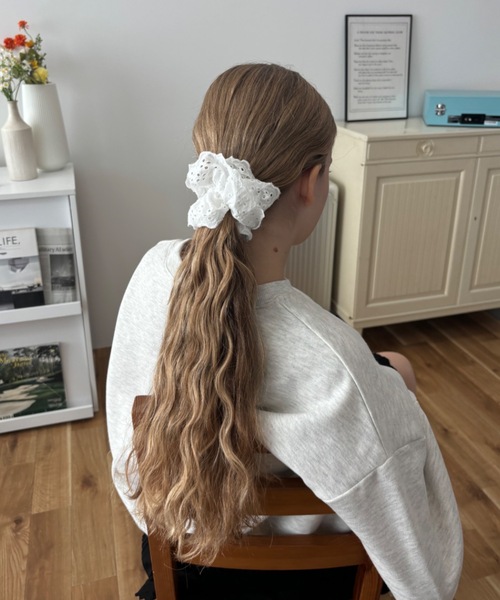 Birthday room（バースデイルーム）の「コットンレースフリルシュシュ / cotton lace frill chou chou（シュシュ・レディース・ホワイト/ブラック/ベージュ・FREE）」の4枚目の写真