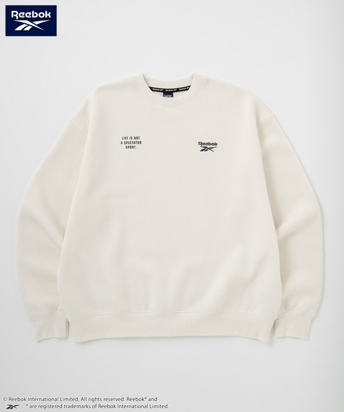 Reebok（リーボック）の「Reebok/リーボック 別注 ダブルロゴ刺繍/プリント ビッグシルエットプルオーバースウェット（スウェット・メンズ・ブラック/チャコール/ダークネイビー/アッシュグレー/オフホワイト/ナチュラル・M/L）」の7枚目の写真