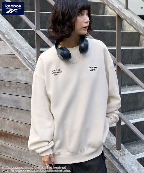 Reebok（リーボック）の「Reebok/リーボック 別注 ダブルロゴ刺繍/プリント ビッグシルエットプルオーバースウェット（スウェット・メンズ・ブラック/チャコール/ダークネイビー/アッシュグレー/オフホワイト/ナチュラル・M/L）」の8枚目の写真