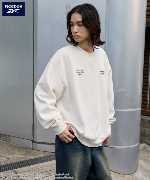 Reebok（リーボック）の「Reebok/リーボック 別注 ダブルロゴ刺繍/プリント ビッグシルエットプルオーバースウェット（スウェット・メンズ・ブラック/チャコール/ダークネイビー/アッシュグレー/オフホワイト/ナチュラル・M/L）」の16枚目の写真