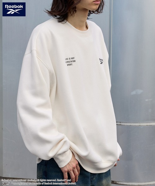 Reebok（リーボック）の「Reebok/リーボック 別注 ダブルロゴ刺繍/プリント ビッグシルエットプルオーバースウェット（スウェット・メンズ・ブラック/チャコール/ダークネイビー/アッシュグレー/オフホワイト/ナチュラル・M/L）」の18枚目の写真