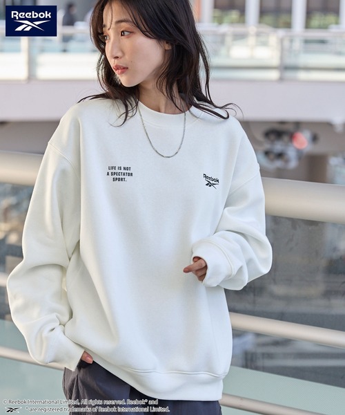 Reebok（リーボック）の「Reebok/リーボック 別注 ダブルロゴ刺繍/プリント ビッグシルエットプルオーバースウェット（スウェット・メンズ・ブラック/チャコール/ダークネイビー/アッシュグレー/オフホワイト/ナチュラル・M/L）」の22枚目の写真