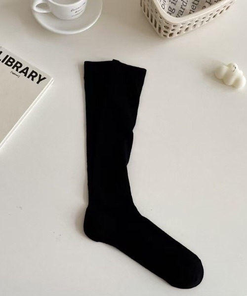 セール】3-8E26 くしゅくしゅ シアー ロング リブハイソックス 無地 セール】3-8E26 くしゅくしゅ シアー ロング リブハイソックス 無地