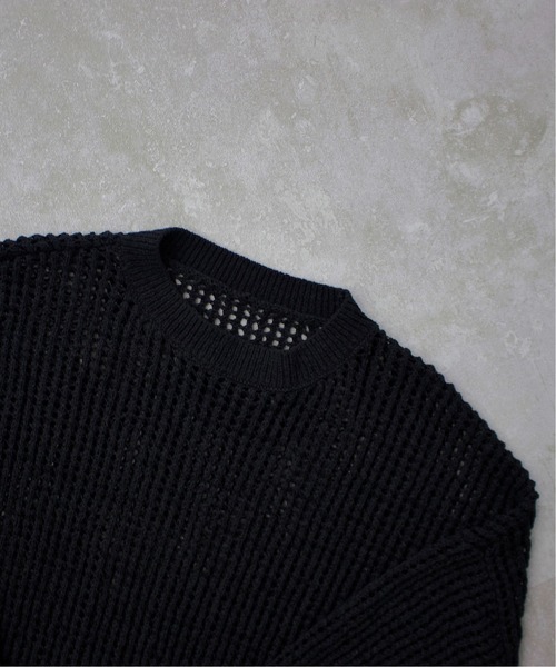favclo.（ファブクロ）の「Loose voluminous sleeve mesh knit / ルーズ ボリュームスリーブメッシュニット（ニット/セーター・メンズ・ブラック/グレー・LARGE/SMALL/MEDIUM）」の8枚目の写真