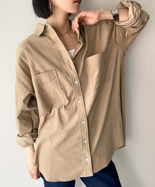 Doux archives（ドゥアルシーヴ）の「コーデュロイシャツ（シャツ/ブラウス・レディース・チャコールグレー/ベージュ/グリーン・38）」の18枚目の写真