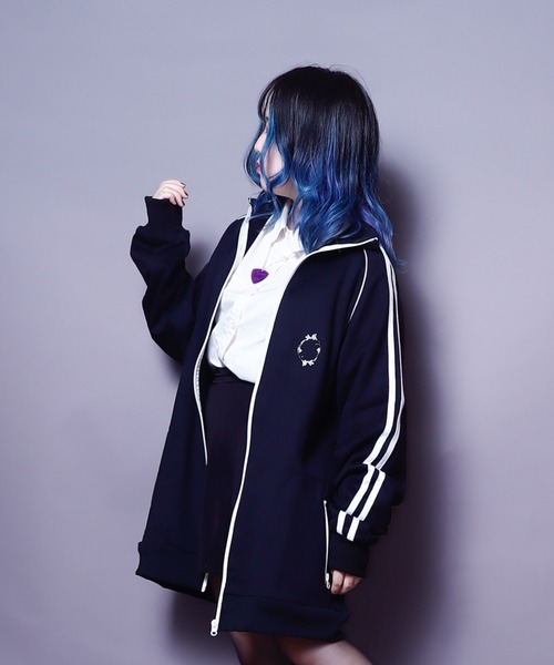 AFYF(エーエフワイエフ)の「AFYF TRACK JERZY/ビッグシルエット トラックジャケット(ブルゾン・レディース・ブラック/ワイン/ダークグリーン/オレンジ・FREE)」の5枚目の写真