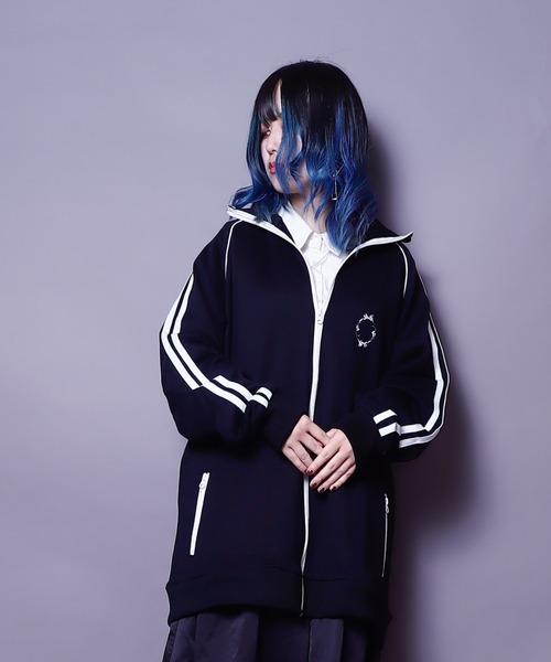 AFYF(エーエフワイエフ)の「AFYF TRACK JERZY/ビッグシルエット トラックジャケット(ブルゾン・レディース・ブラック/ワイン/ダークグリーン/オレンジ・FREE)」の8枚目の写真