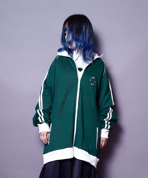 AFYF(エーエフワイエフ)の「AFYF TRACK JERZY/ビッグシルエット トラックジャケット(ブルゾン・レディース・ブラック/ワイン/ダークグリーン/オレンジ・FREE)」の16枚目の写真