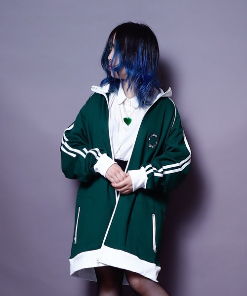AFYF(エーエフワイエフ)の「AFYF TRACK JERZY/ビッグシルエット トラックジャケット(ブルゾン・レディース・ブラック/ワイン/ダークグリーン/オレンジ・FREE)」の12枚目の写真