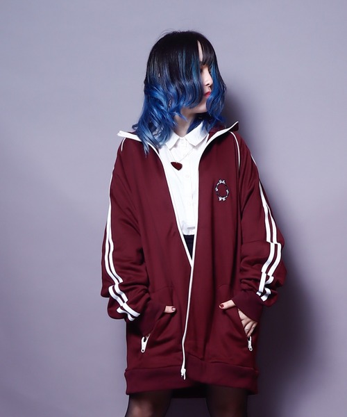 AFYF(エーエフワイエフ)の「AFYF TRACK JERZY/ビッグシルエット トラックジャケット(ブルゾン・レディース・ブラック/ワイン/ダークグリーン/オレンジ・FREE)」の20枚目の写真