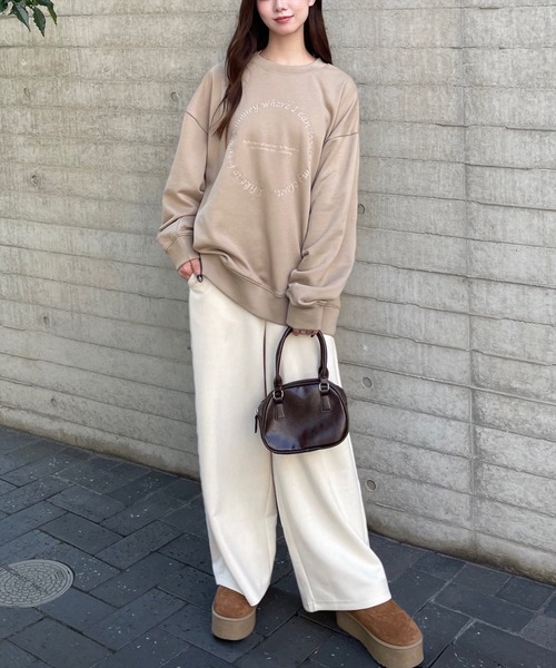 clear（クリア）の「サークル刺繍ロング丈スウェットトップス [ゆったりシルエット シンプル]≪2024AW新作≫（スウェット・レディース・アイボリー/イエロー系その他/ベージュ/ネイビー・F）」の21枚目の写真