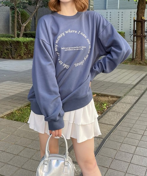 clear（クリア）の「サークル刺繍ロング丈スウェットトップス [ゆったりシルエット シンプル]≪2024AW新作≫（スウェット・レディース・アイボリー/イエロー系その他/ベージュ/ネイビー・F）」の6枚目の写真