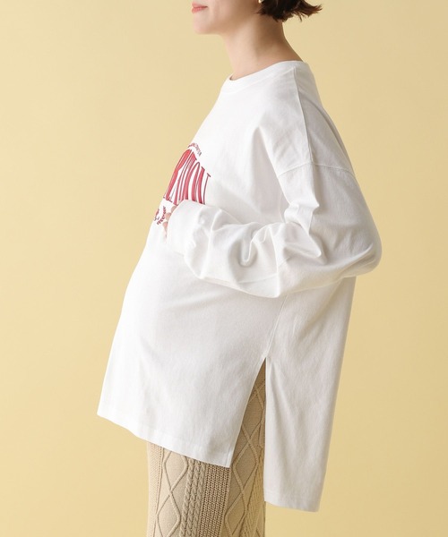 LEPSIM（レプシィム）の「【産前・産後対応】マタニティ／ふくれプリントロゴロンT　200104（マタニティウェア/グッズ・レディース・オフホワイト/チャコールグレー・FREE）」の4枚目の写真