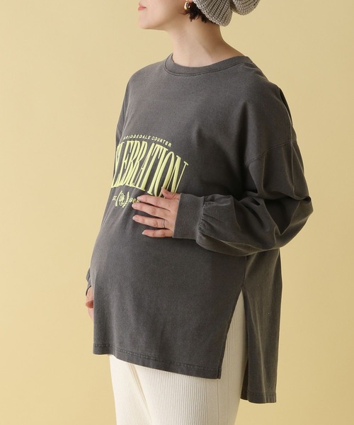 LEPSIM（レプシィム）の「【産前・産後対応】マタニティ／ふくれプリントロゴロンT　200104（マタニティウェア/グッズ・レディース・オフホワイト/チャコールグレー・FREE）」の8枚目の写真