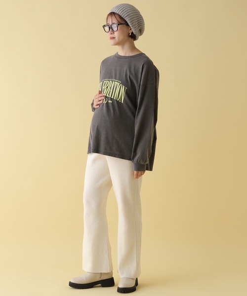 LEPSIM（レプシィム）の「【産前・産後対応】マタニティ／ふくれプリントロゴロンT　200104（マタニティウェア/グッズ・レディース・オフホワイト/チャコールグレー・FREE）」の9枚目の写真