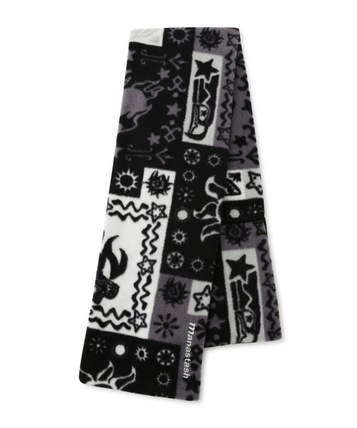 MANASTASH（マナスタッシュ）の「MANASTASH/マナスタッシュ/BANDANA FLEECE MUFFLER/バンダナフリースマフラー（マフラー・メンズ・ブラック/ネイビー・F）」の4枚目の写真