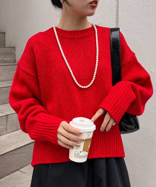 CIAOPANIC TYPY（チャオパニックティピー）の「【WEB限定】バックスリットメランジカラーニット（ニット/セーター・レディース・グレー/ベージュ/オフホワイト/キャメル/レッド/ピンク/チャコールグレー/サックスブルー/イエロー/グリーン・ONE SIZE）」の11枚目の写真